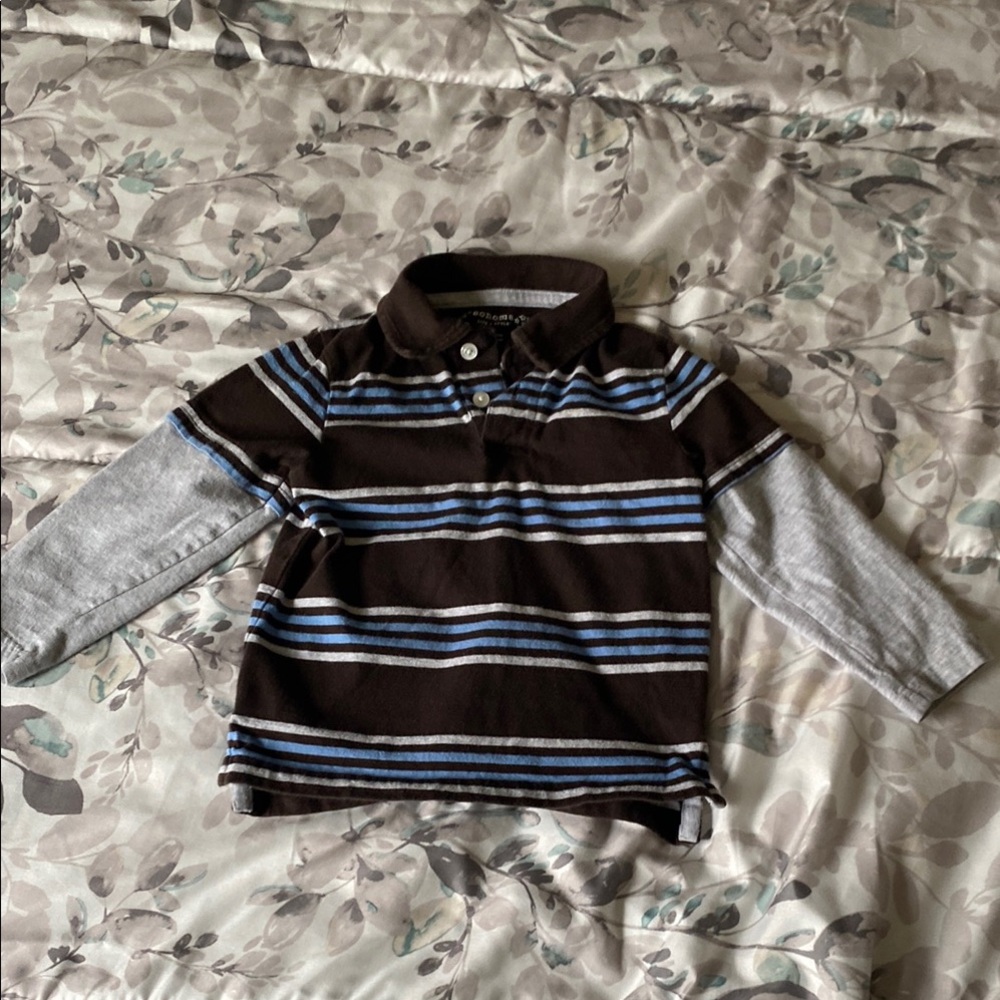 Kids Brown and Blue Striped Polo Shirt